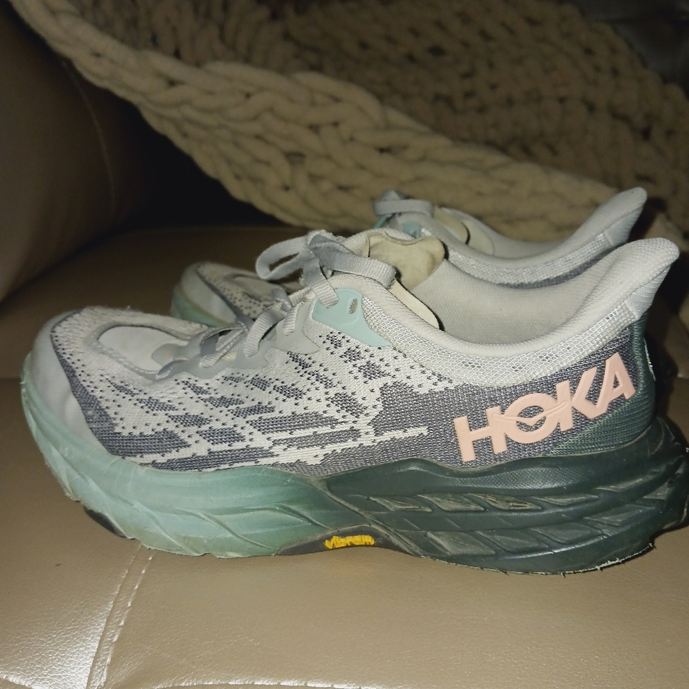 Hoka Speedgoat Athletic Shoes Gray Blue Sz 5 EU 36